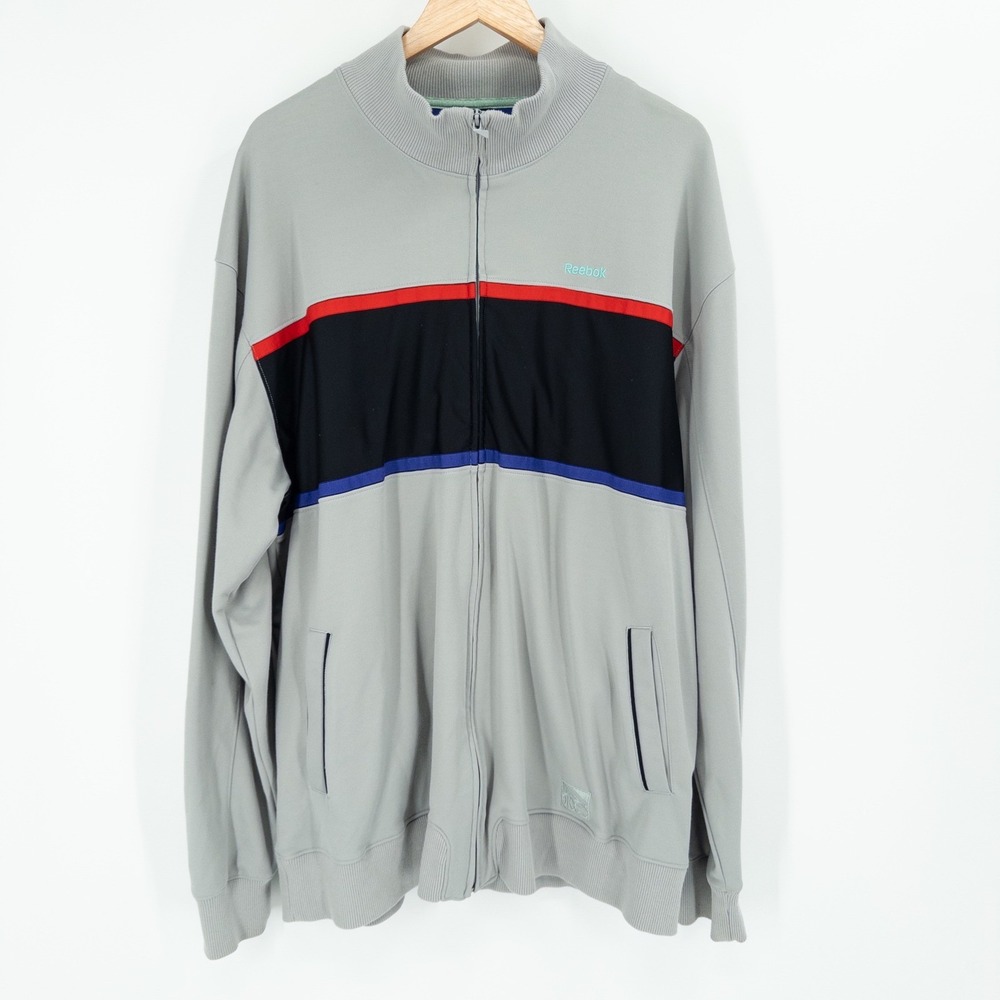 Y2K Reebok Orchard Street Track Jacket Mens 2XL Gray Oversized Streetwear Retro